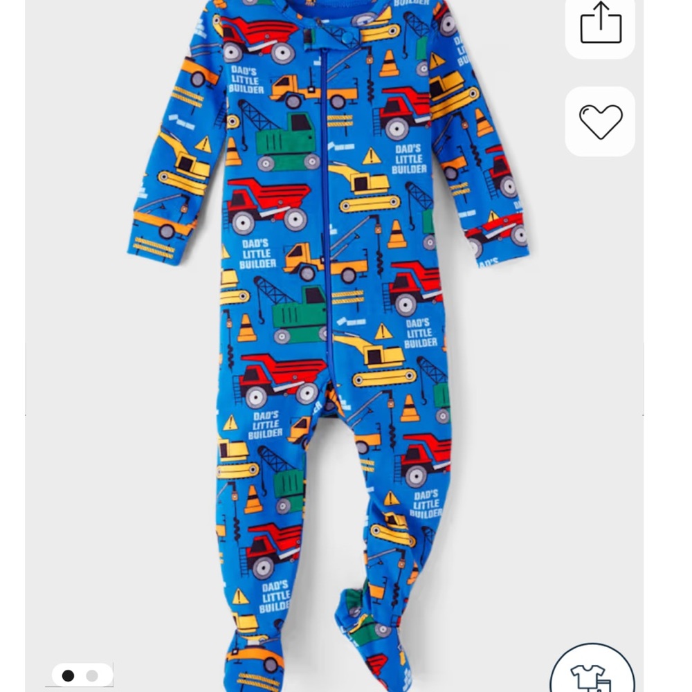 Kids Construction Print One Piece Pajamas - Blue